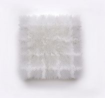 wire mesh, transparent and white straws, 30 x 30 x 13 cm with acrylic cover 32 x 32 x 16 cm