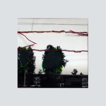 Foto, coloriert und genäht, 8x8 cm