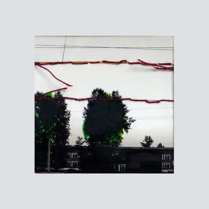 Foto, coloriert und genäht, 8x8 cm